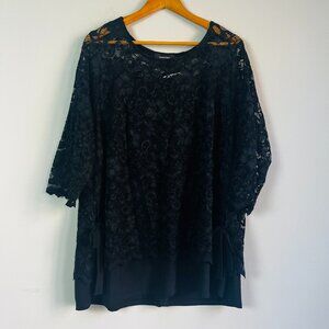 2/$30 Karen Kane Black Lace Top 3X